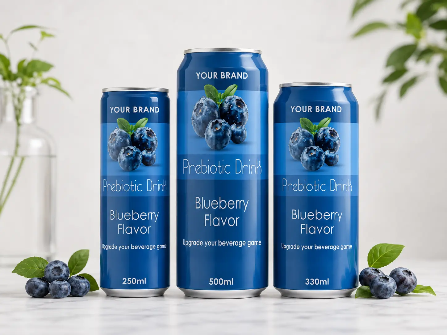 PREBIOTIC DRINK Blueberry Flavor 250ml, 330ml and 500ml cans
